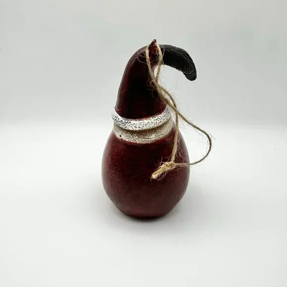 Vintage Unmarked Wooden Gourd Shaped Primitive Hand Painted Santa Ornament 4,5" - Picture 4 of 6
